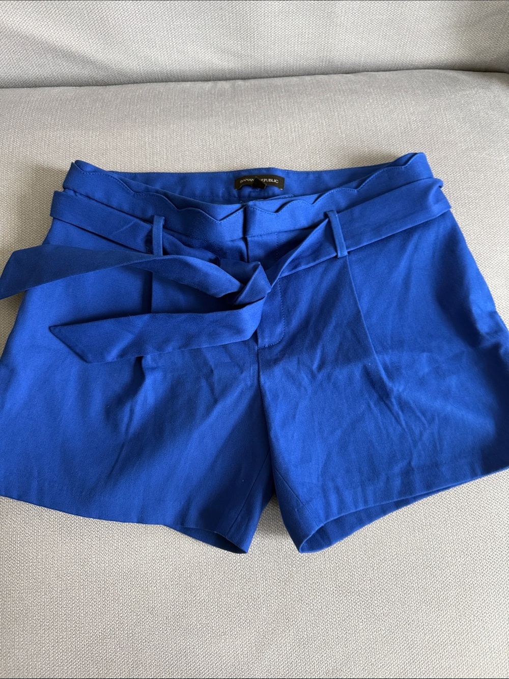 Banana Republic Royal Blue High-Waist Tie-Belt Shorts